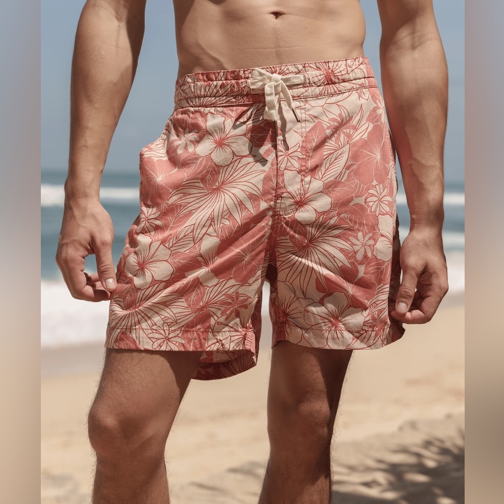 COLUMBIA Men’s Swim Board Shorts Trunks Hawaiian Print Large